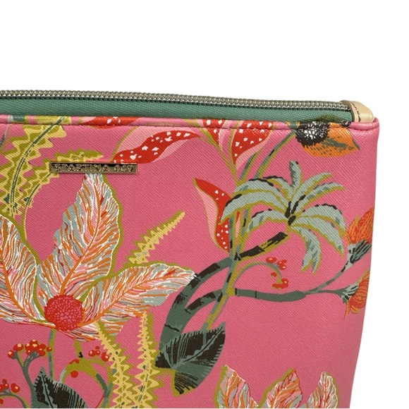 SPARTINA 449 Apres Sea Bag in Queenie Tropical Pink Pattern Embroidered Zipper - Picture 6 of 8